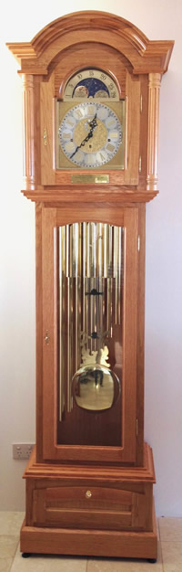 GRANDFATHER CLOCK TALL PENDULUM NOT ANTIQUE BUT REPRODUCTION with brass bob